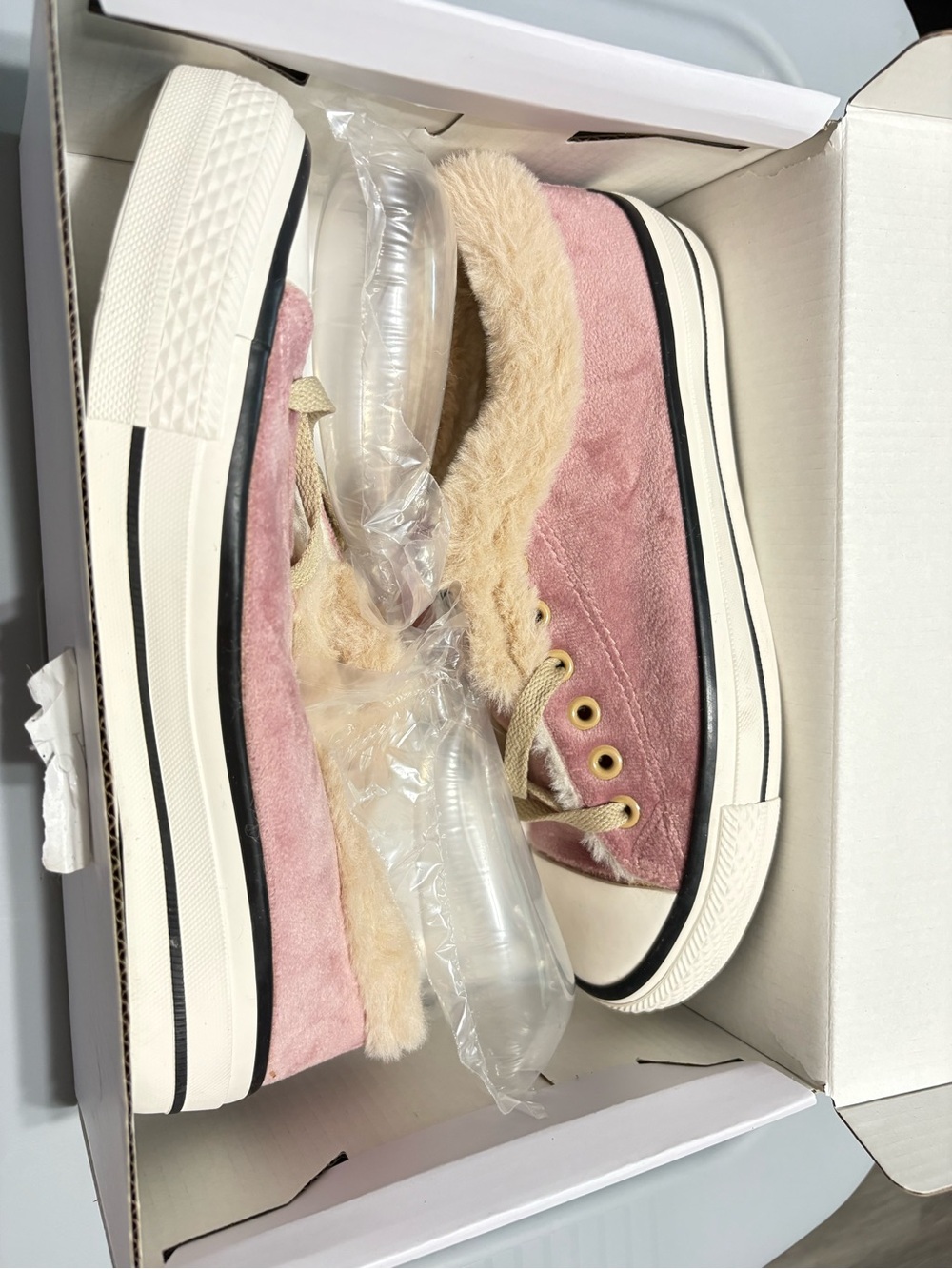 Axdans Ad Star Women’s Pink Suede Faux-Fur Lined Casual Sneakers Size US-9 EU40